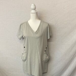 Neon Buddha Short Sleeve V-Neck Top - Light Gray